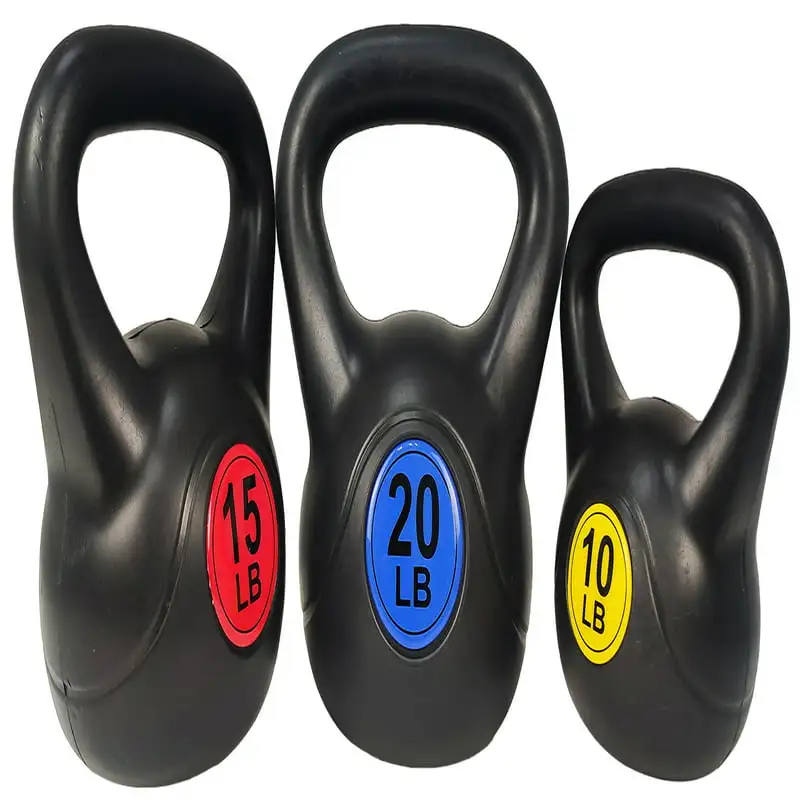 

Wide Grip 3-Piece Kettlebell Exercise Fitness Weight Set, Include 10 Lbs., 15 Lbs., 20 Lbs.