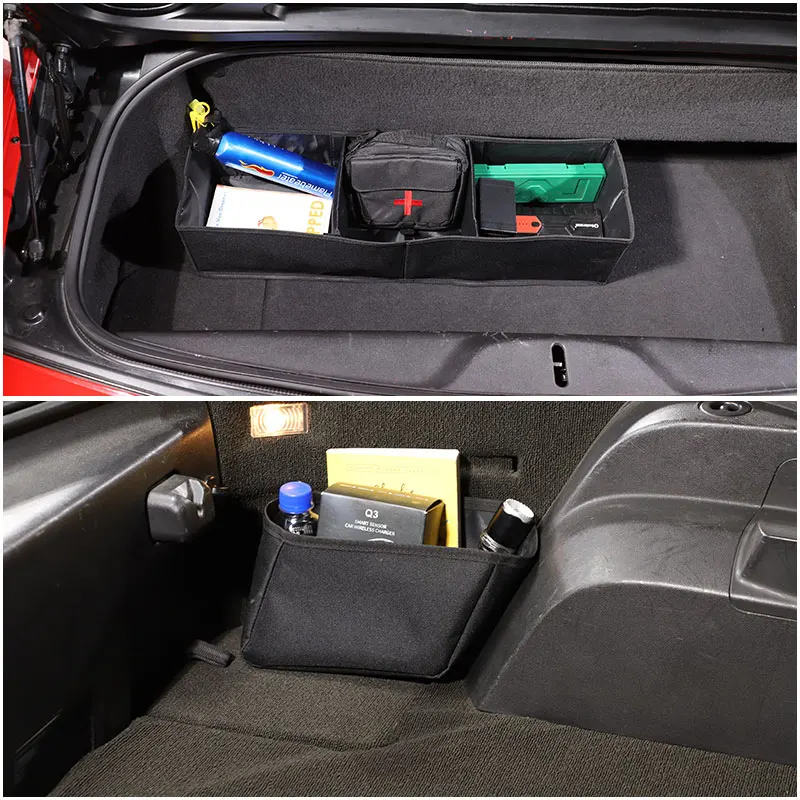 

For Chevrolet Corvette C7 2014-2019 Oxford Cloth Black Car Trunk Storage Organizer Stowing Tidying Box Car Accessories