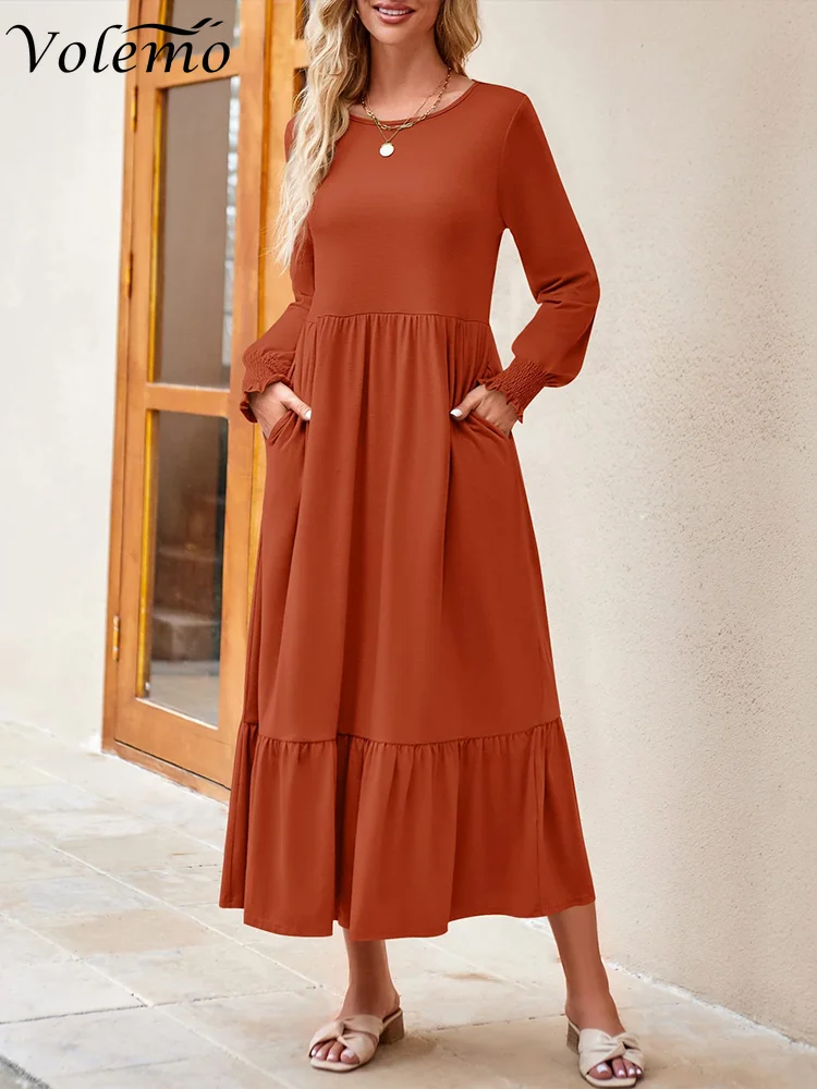 

Spring Summer Women Maxi Dresses Casual Full Sleeve Floral Printed O-neck Woman Bohe Beach Party Long Dress Mujer Vestidos