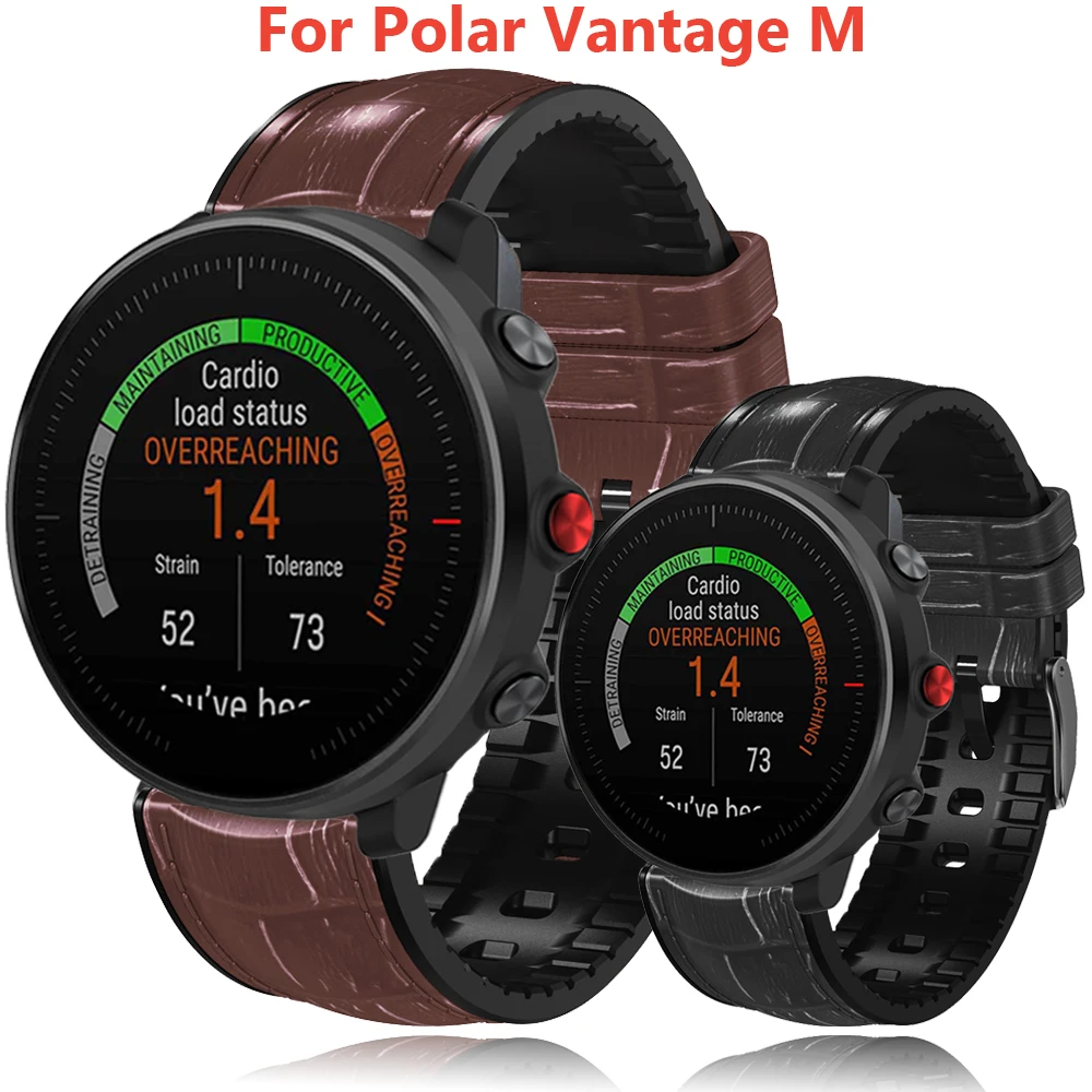 

Ремешок кожаный силиконовый спортивный для смарт-часов Polar Vantage M M2 22 мм