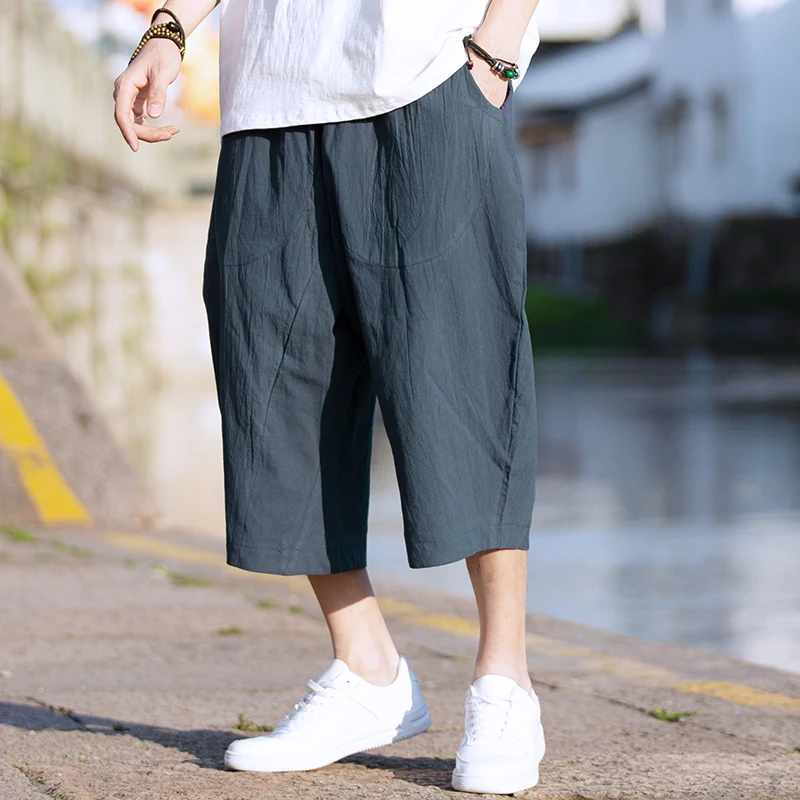 

2019 new fashion cotton shorts bloomers men's loose linen harem shorts Nepal wide leg large size beach shorts summer M-5XL