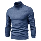 Мужская водолазка с высоким воротником, однотонный Повседневный теплый пуловер, облегающий свитер с длинным рукавом, зима 2021
