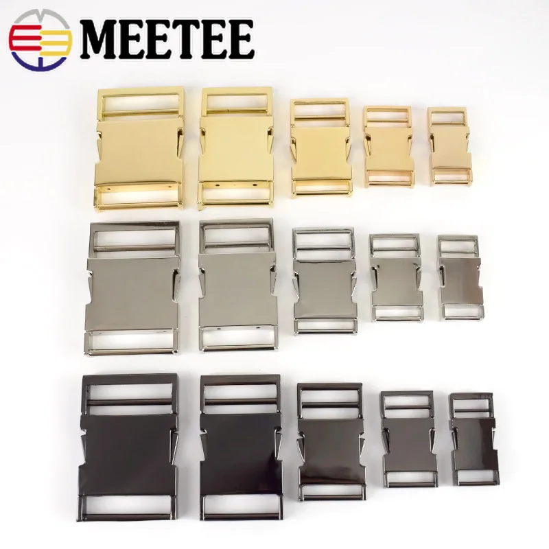 Meetee 4/10Pcs Quick Side Release Belt Buckles 14-38mm Metal Clip Clasp Dog Collar Bag Backpack Webbing DIY Hardware Accessories