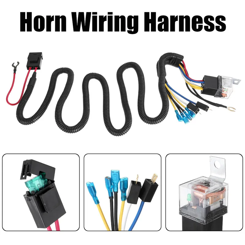 

12V Universal Car Horn Wiring Harness Relay Kit For Auto Van Truck Grille Mount Blast Tone Horns