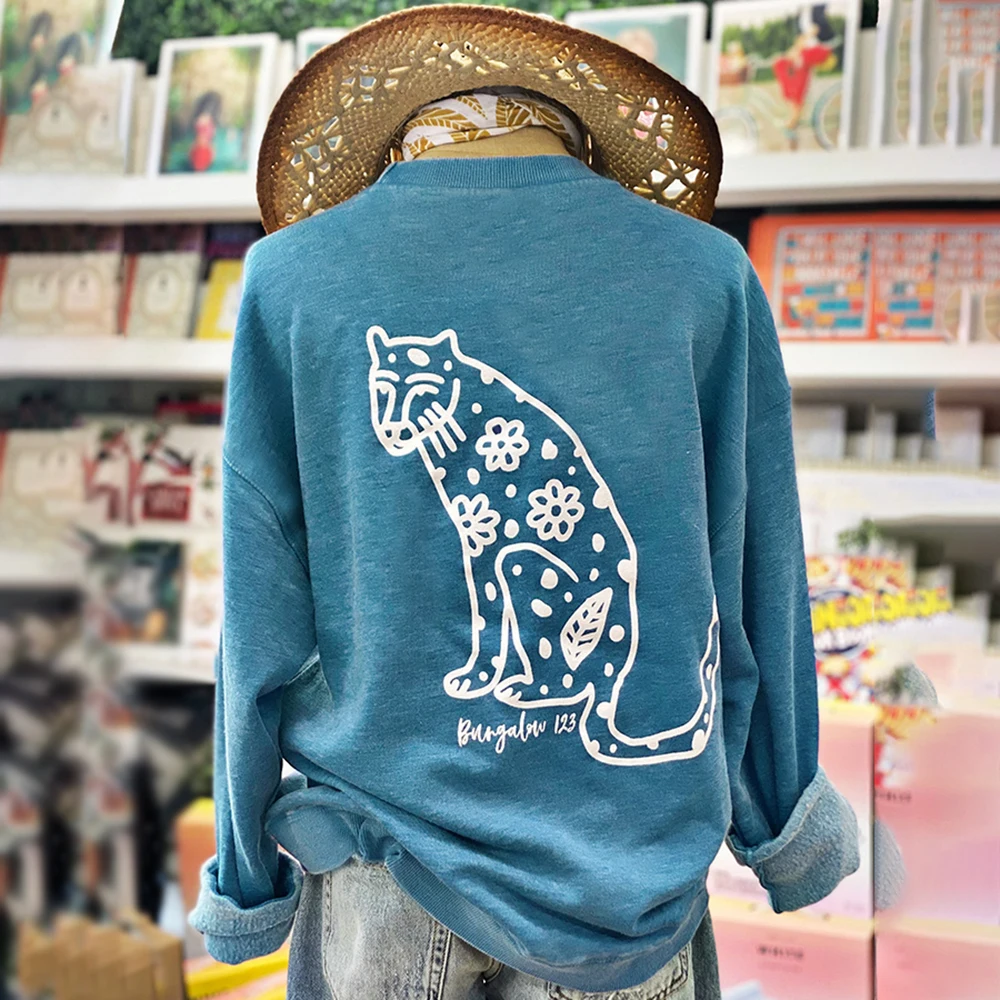 

Повседневная Толстовка с длинным рукавом и принтом кота в стиле бунгало