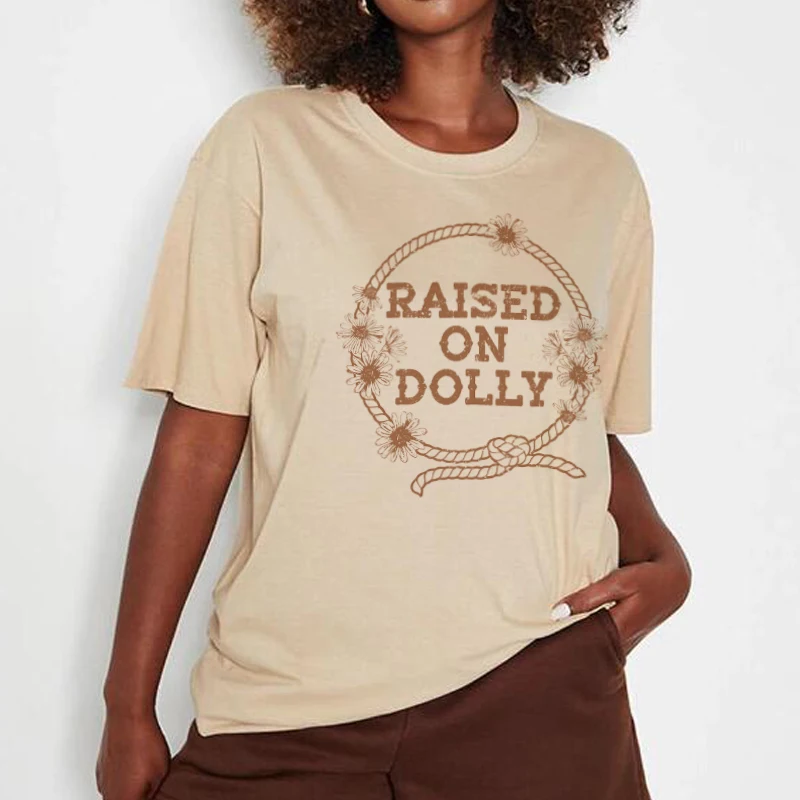 

Тройники с рисунком "приподнятая на Долли", женские винтажные смешные футболки в западном стиле, футболка для деревенской музыки, топы с цветочным принтом в стиле хиппи бохо