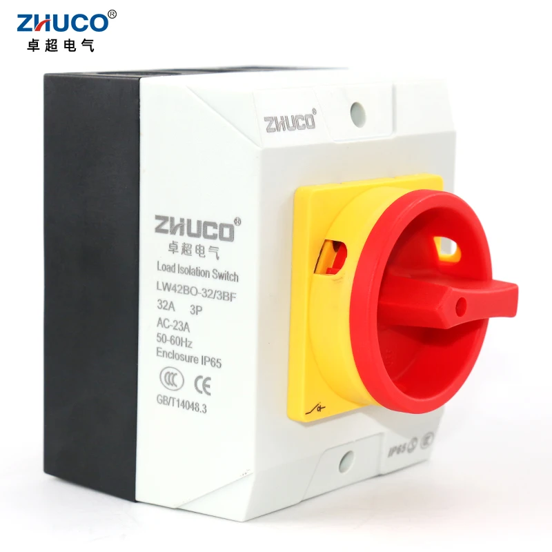 

ZHUCO LW42BO-32/3BF 4BF 32A Two Position 3 Poles 4 Poles ON-OFF Rotary Control Changeover Cam Switch With Waterproof Box