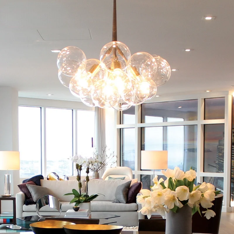 

Chandelier Light Originality Nordic Restaurant Living Dining Room Modern Decoration Pendant Lamps Bubble Hanging Ceiling Fixture