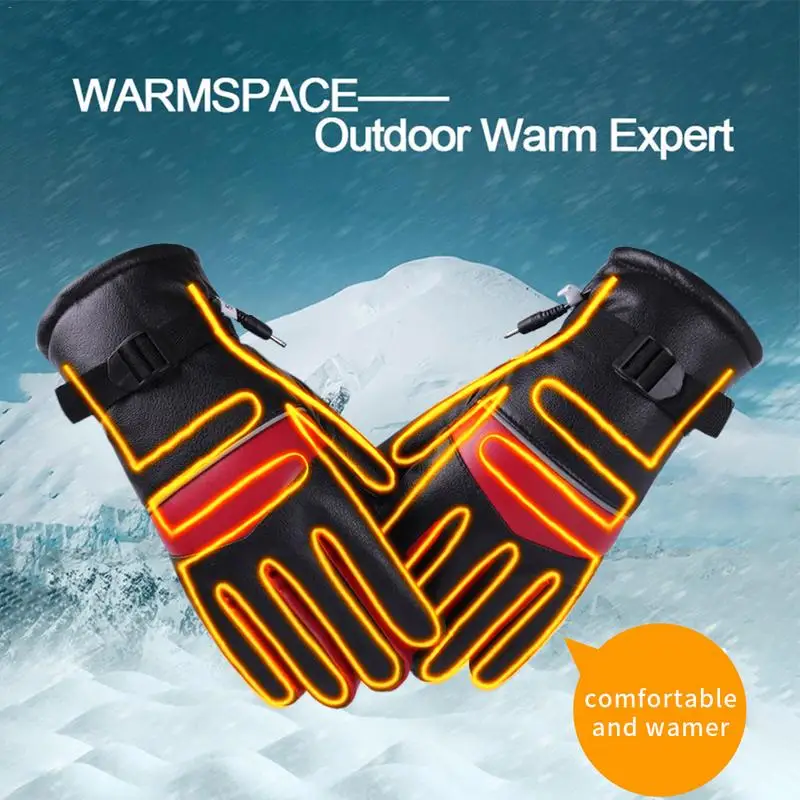 

Motorcycle Heated Gloves Touch Screen Winter Warm Skiing Gloves Waterproof Rechargeable Heating Thermal Gloves For Snowboarding