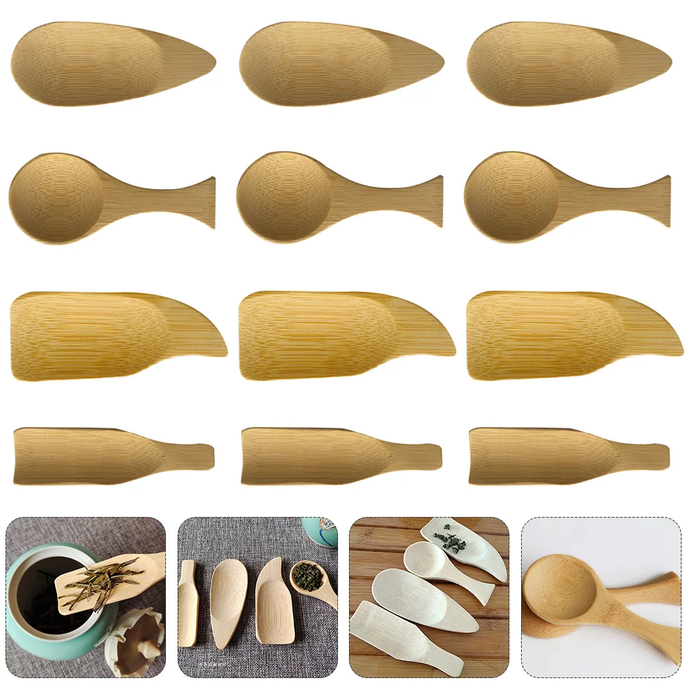 

1 Set 12Pcs Practical Tea Spoons Bamboo Powder Scoops Jam Spoons (Assorted Color)