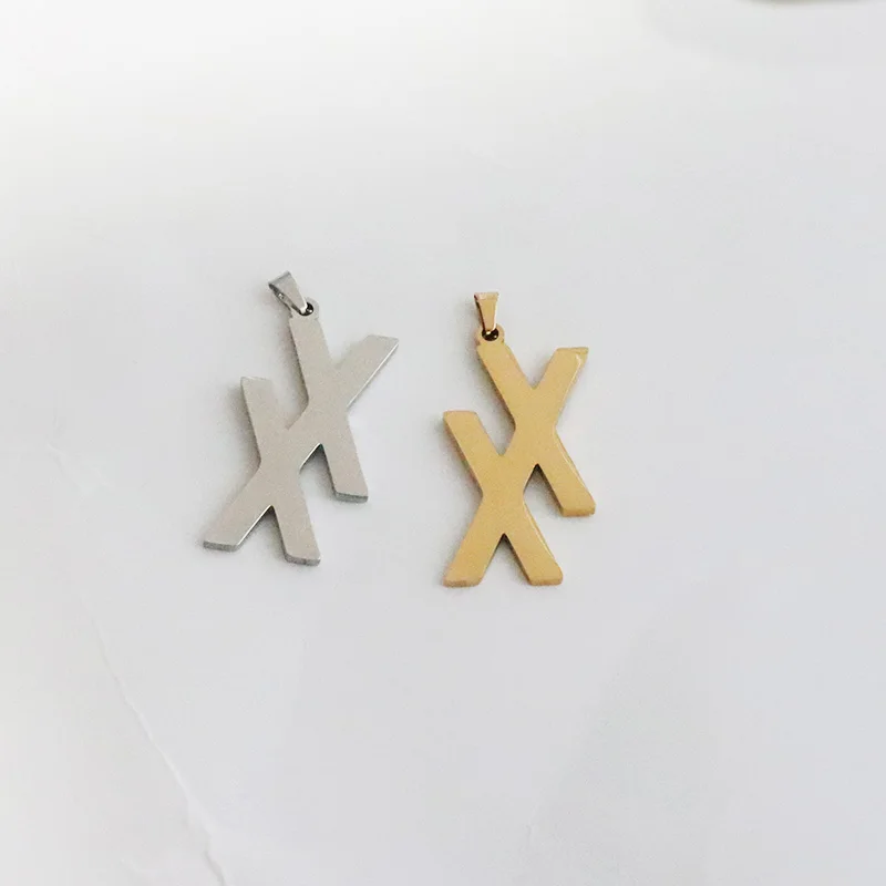 

Wholesale 30pc/Lot DIY Polish Double X Stainless Steel XX Charms Pendant Components Making For Necklace Bracelet Jewelry