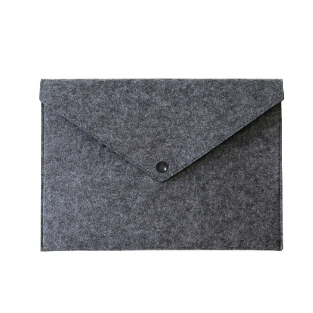 

Dustproof A4 File Paper Bag Meeting Room Document Felt Folder with Snap Button Portable Organizer Stationery Dark Grey