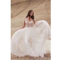 luojo charming wedding dress v neck full sleeves appliques floor length bridal gown custom made for women 2022 vestidos de novia