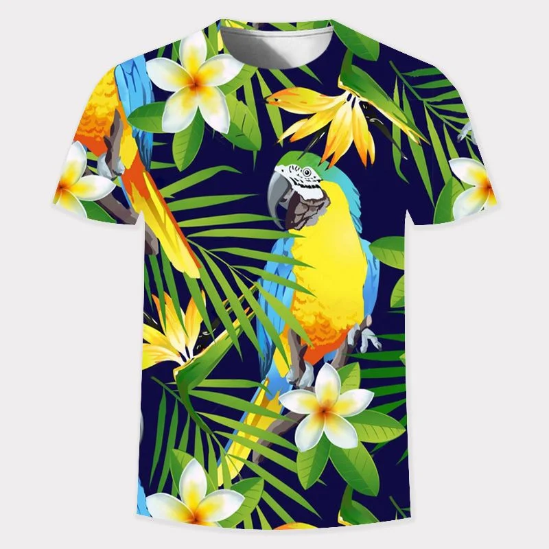 

New Color Flowers 3D Digital Printing T-Shirt Casual Men and Women Round Neck Short Sleeves
