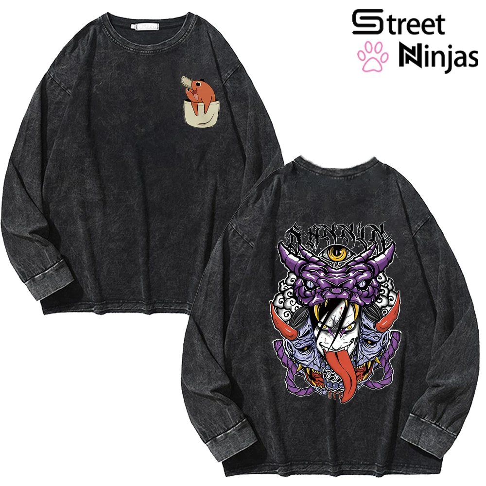 

Chainsaw Anime Sweatshirts Men Women Vintage Black Hip Hop Manga Hoodie 100%Cotton Streetwear Kawaii Harajuku Casual Pullover