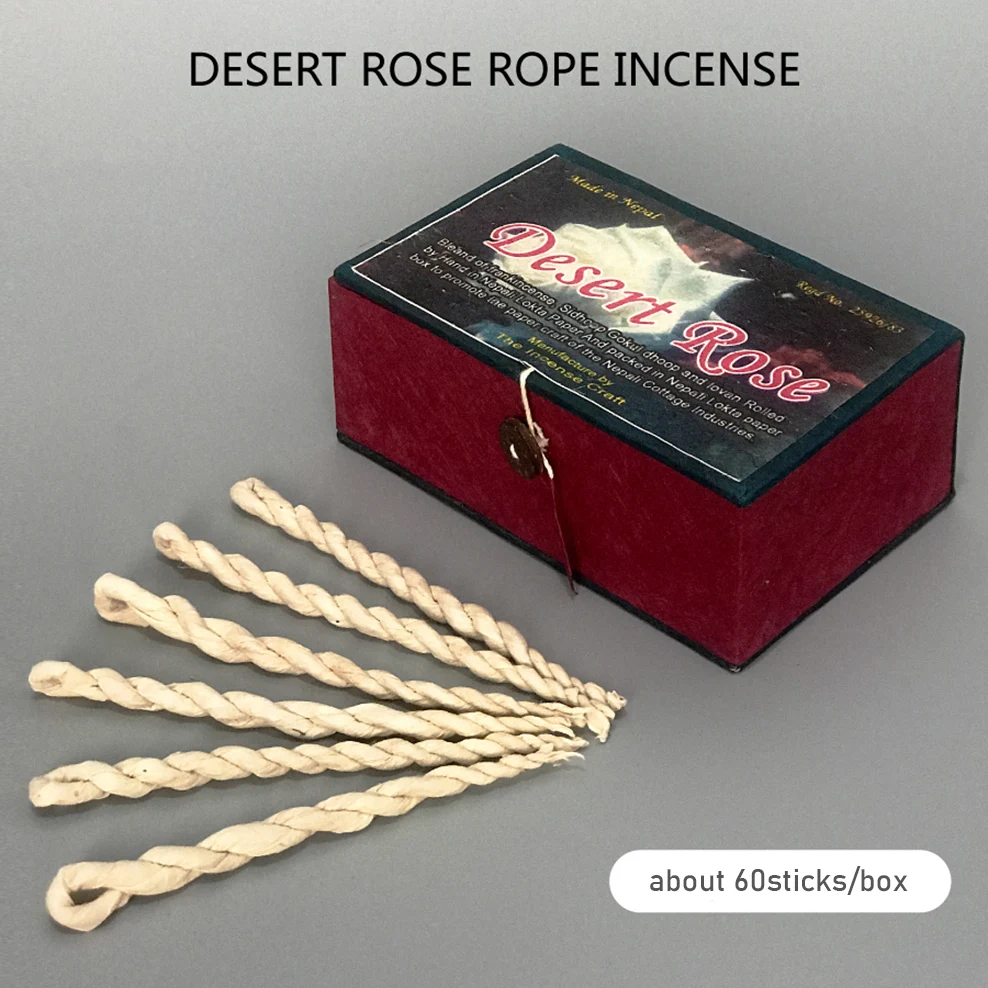 

Nepalese Desert Rose Rope Incense Handmade Natural Incense For Purifying Air Meditation Herbs Incense Gift Box Package 60Sticks