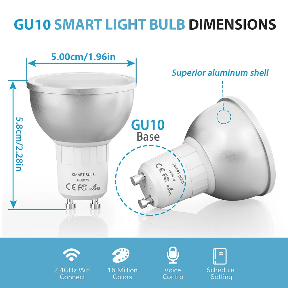 Умная Светодиодная лампа Tuya Zigbee 3 0 GU10 5 Вт RGBCW |