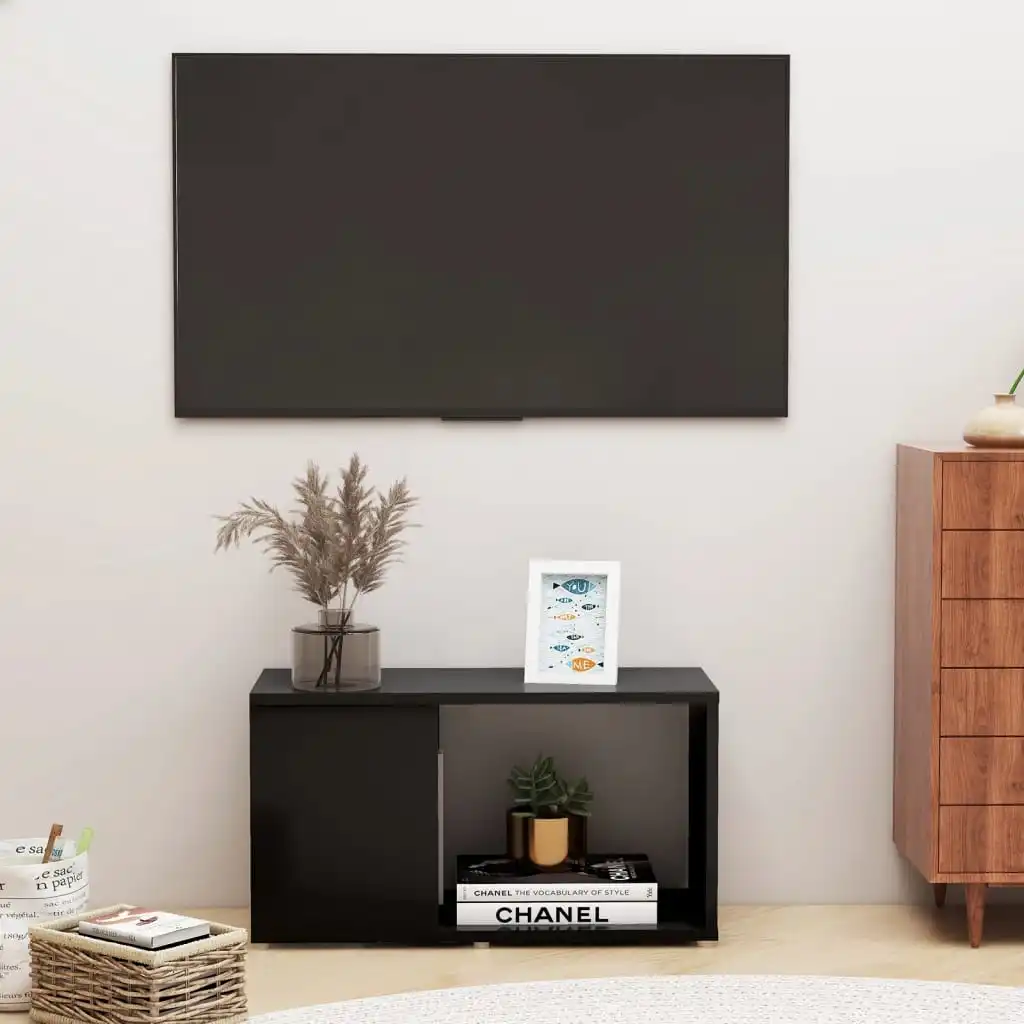 

Black TV cabinet 60x24x32 cm chglomerated