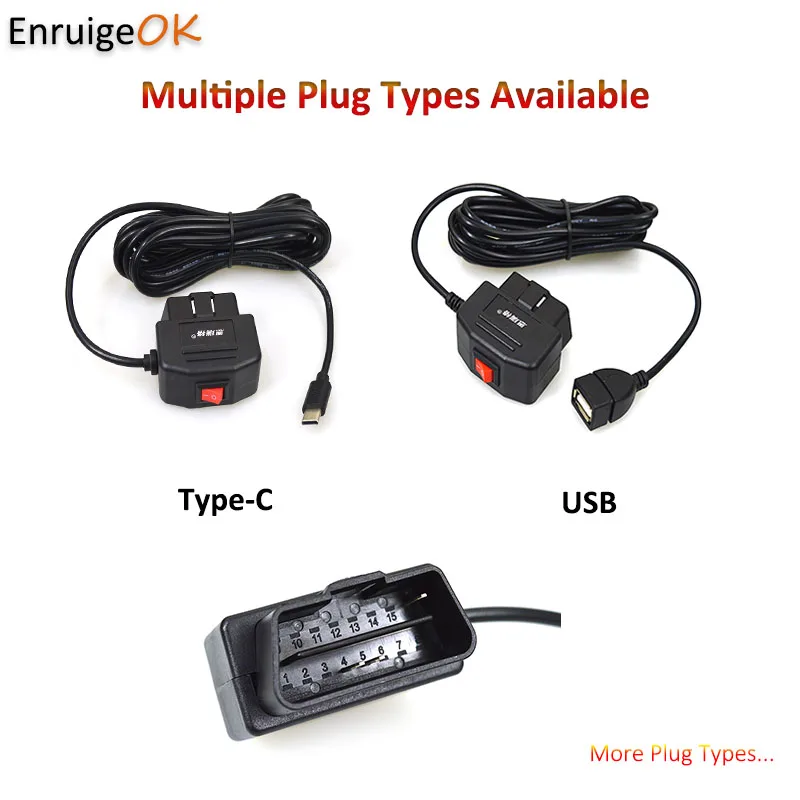 

Выход 5 В, 3,5 А, USB Type-c, мини-микро-порты, автомобильный адаптер OBD для прикуривателя, блок питания с кабелем м, линия переключения кабеля OBD2