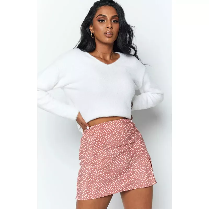 

Woman Skirts Blush Print High Waist Mini Skirt Vadim Summer Skirt Women Skirts Jupe Faldas Apparel Dance Skirt Women Cute