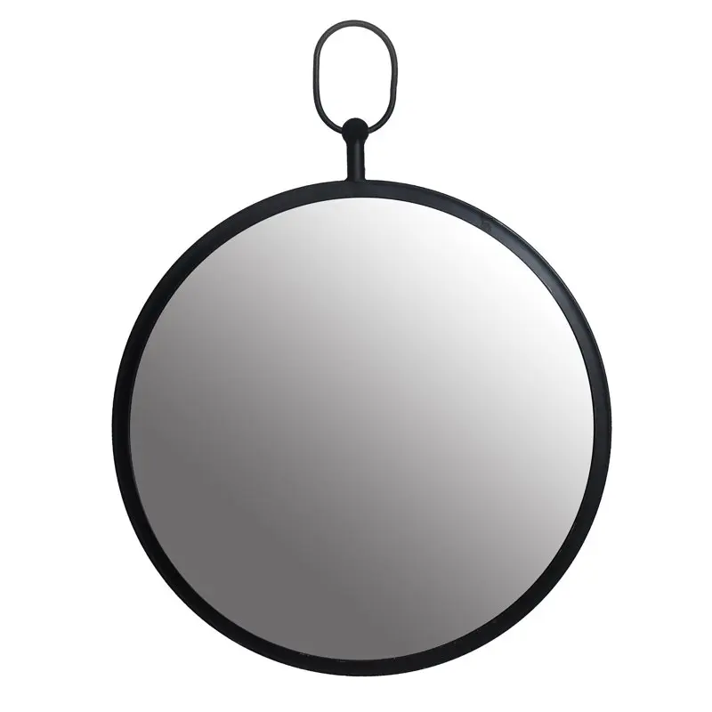 

Patton Black Round Wall Mirror with Decorative Handle