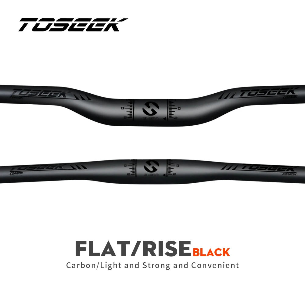 

TOSEEK-Matt Black Carbon Handlebars, Bicycle Handlebar, Mountain Bike Accessories, 31.8*580/600/620/640-720mm