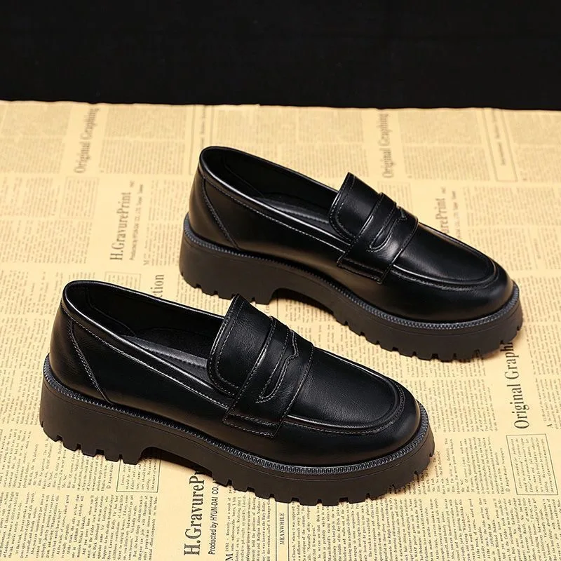 Women Thick Bottom Loafers Spring And Autumn Comfortable PU Upper Ladies Casual Shoes