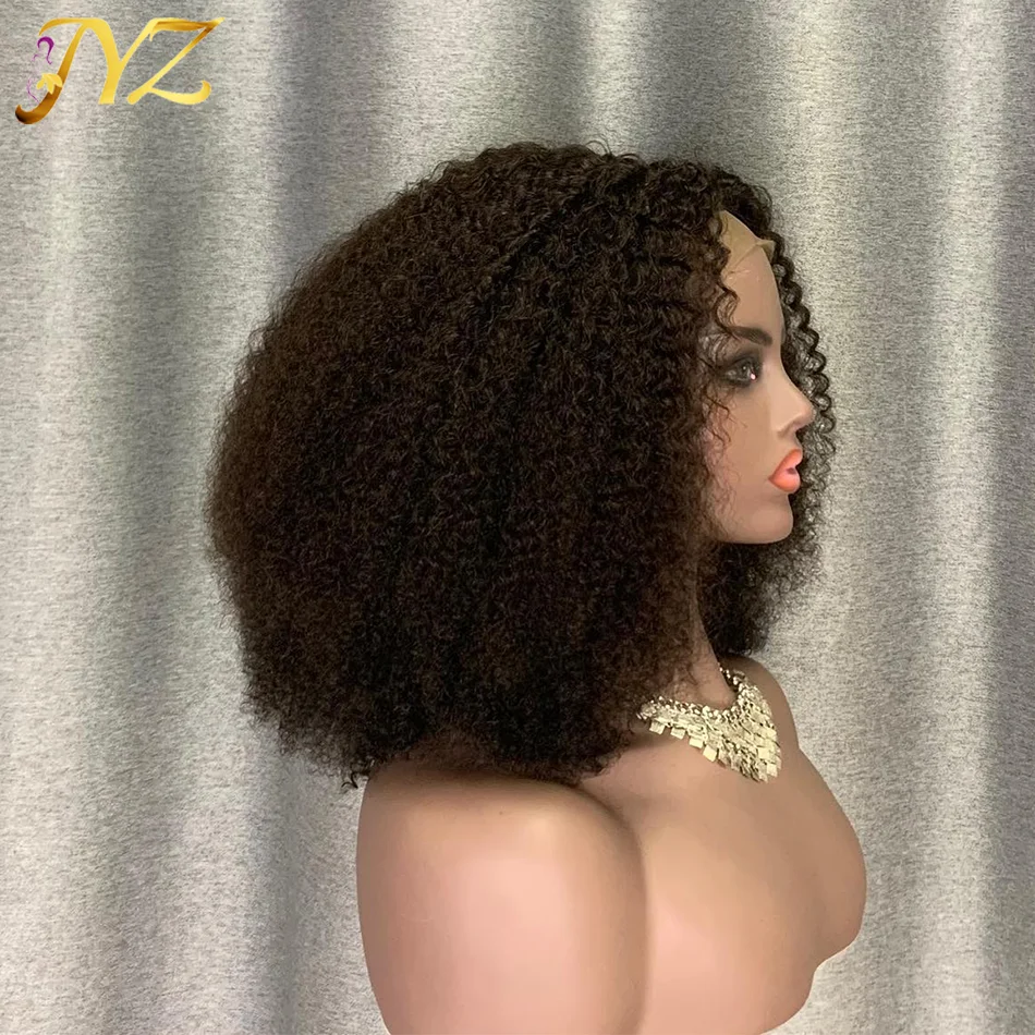 

Peruvian Hair Afro Kinky Curly Lace Frontal Human Hair Kinky Curly Wigs For Black Women 150% 4b 4c Glueless Natural Hairline JYZ