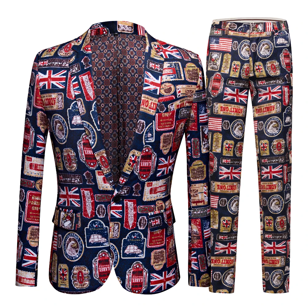 

Костюм мужской с принтом, модная куртка с американским флагом, костюм с голубым британским флагом, 2021