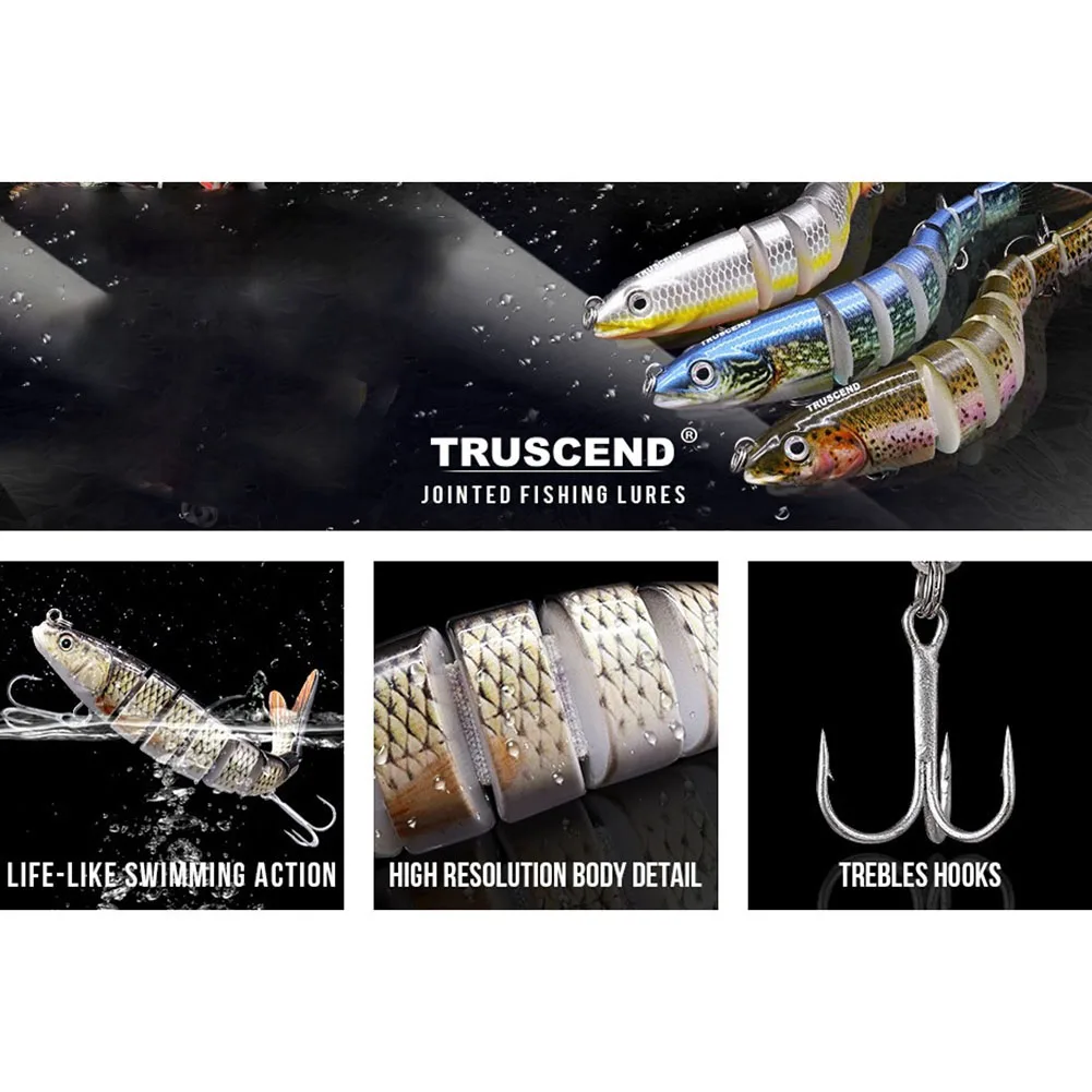 

TRUSCEND Luya Bait Multisection Fish Fake Bait for Perch 8 Segment Lifelike Lures Bass Vibration Suitable for Freshwater Fishing