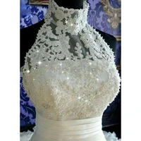 gorgeous ball gown wedding dresses high quality organza with tulle bridal gowns halter sparking beads sequins crystal