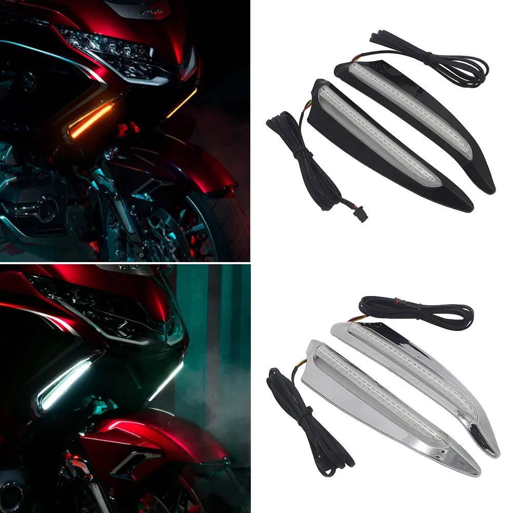 

Для HONDA GL1800 Golden Wing GL 1800 2018 2019 2020 2021 передняя фара ed Vent Trim декоративный светодиодный указатель поворота в комплекте с подсветкой