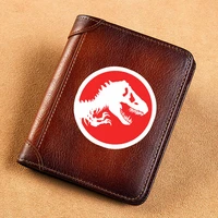 high quality genuine leather men wallets dinosaur symbol printing short card holder purse luxury brand male wallet