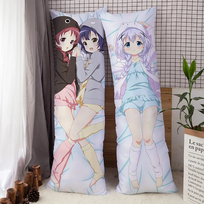 

Dakimakura Character Pillowcase Is the order a rabbit Kafuu Chino 59" Hugging Body Pillow Anime Game Pillows Otaku