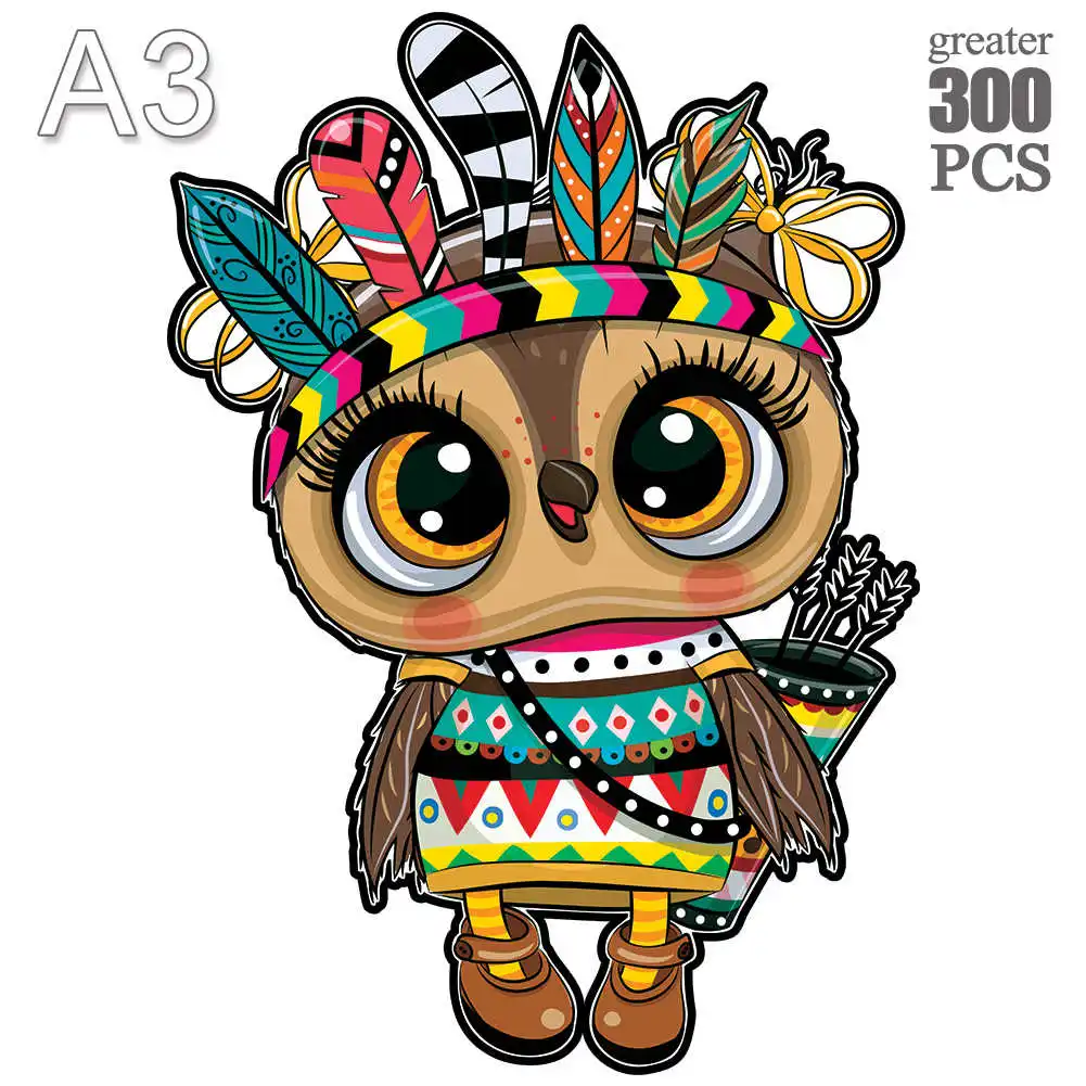 

2022 DIY owl Wooden Animal Jigsaw Puzzle 3D Wooden Puzzles For Adults Kids Games Holiday Gifts home decor Wooden Puzzles