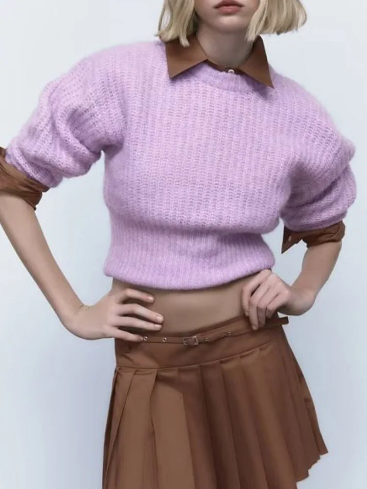 

Женский трикотажный пуловер Kumsvag, повседневный Однотонный свитер с круглым вырезом, одежда для улицы, Осень-зима 2022