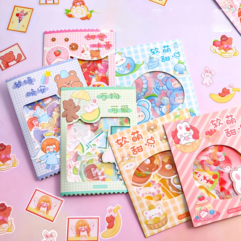 

45pcs/bag Cute Cartoon Stickers Kawaii Envelopes Sealing Stickers Gift Packaging Korean Stationery Journal Planner Decorations