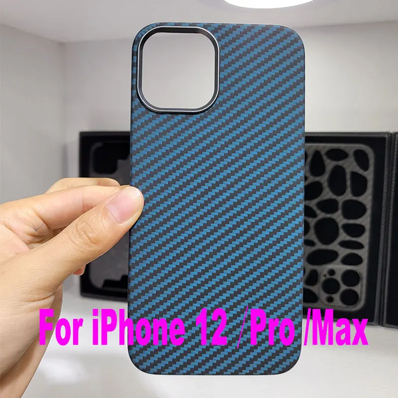 

100% Real Carbon Fiber Case for iPhone 12 Pro Max / 12Pro Aramid Lightweight Protective Phone Cover with Metal Camera Lens Frame