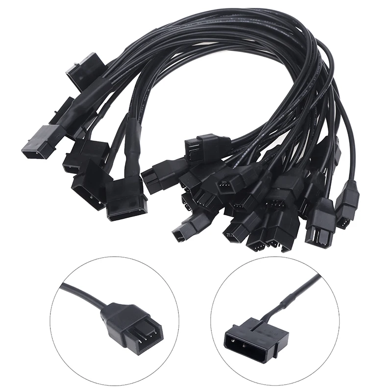 

4 Pin PWM Fan Cable 1 To 1/2/3/4/5/6 Ways Splitter Black Sleeved Extension Cable Connector PWM Extension Cables