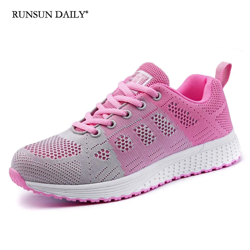 Fashion Sneaker Womens Lace Up Running Shoes Sports Lightweight Breathable Soft Comfortable Tennis Shoes