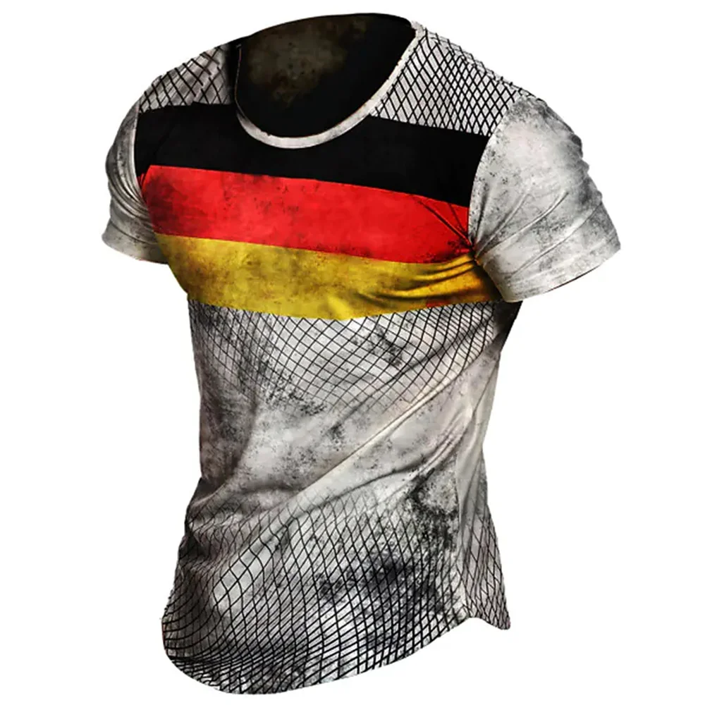 

2022 Cotton Retro T-shirt German Flag 3d Print Men Fitness Shirts Hip Hop Short-sleeved Breathable Top Vintage Men's Clothing