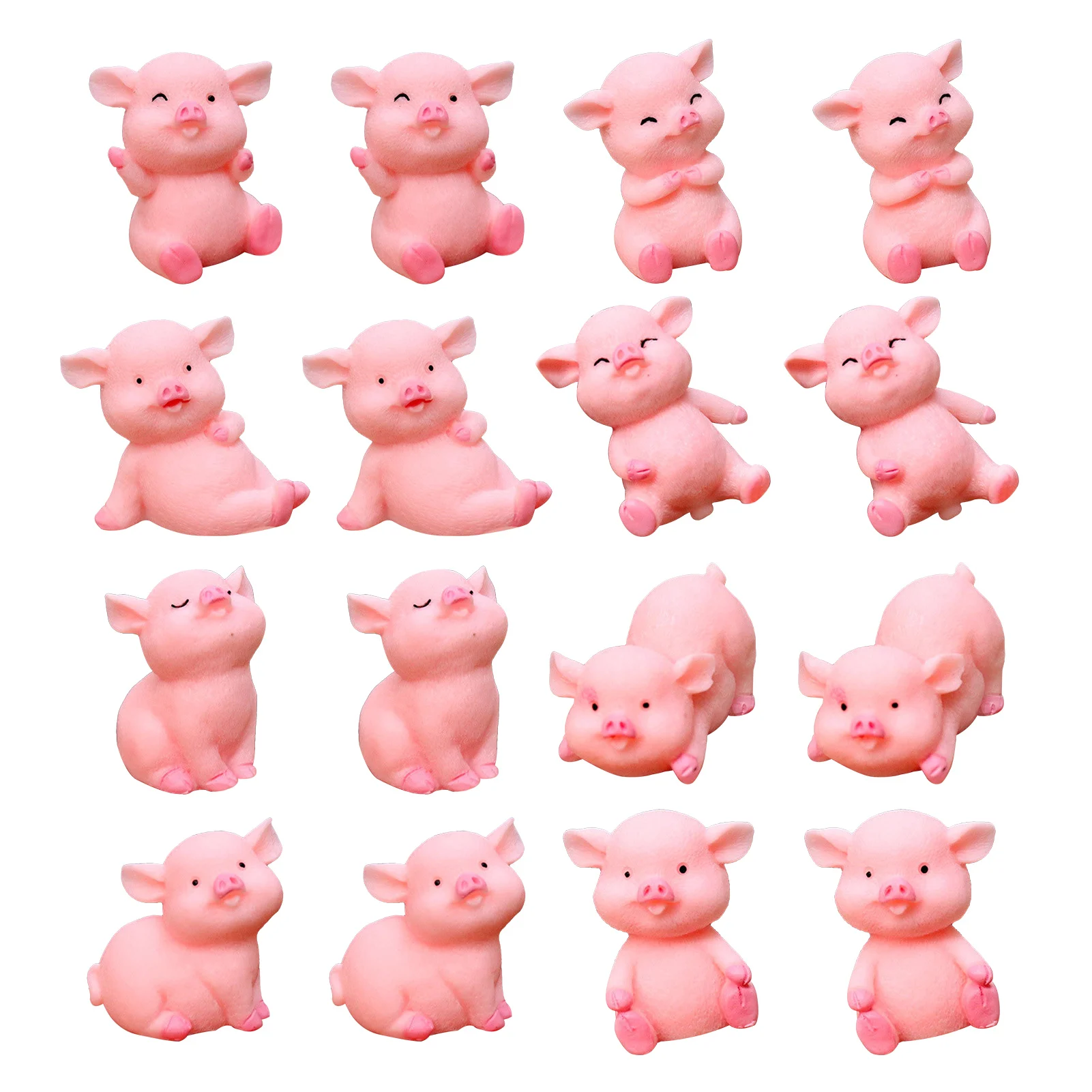 

16pcs Bookshelf Piggy Miniature Table Centerpieces Furniture Home Resin Cute Pink Fairy Garden Micro Landscape Indoor Compact