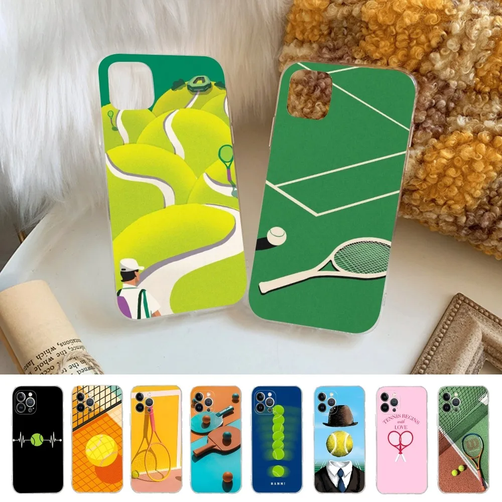 

Tennis Print Sport Phone Case For IPhone 15 14 11 12 13 Mini Pro XS Max Cover 6 7 8 Plus X XR SE 2020 Funda Shell