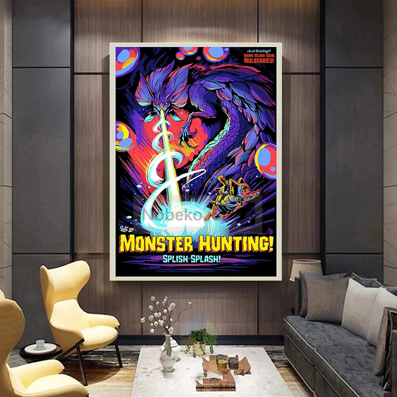 Классические видеоигры фотография монстра на холсте Let's Go охота монстр