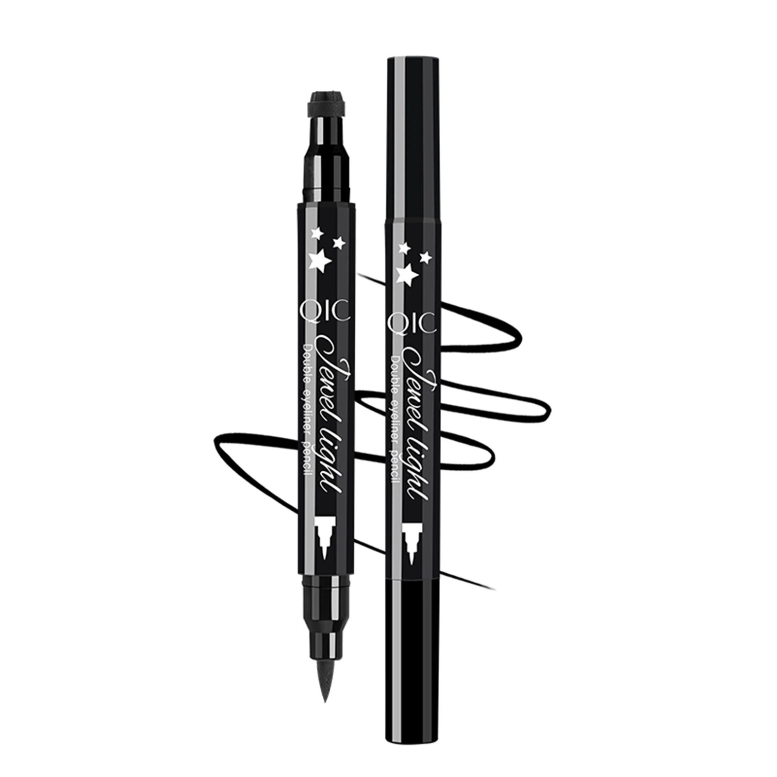 

Double-Ended Stamp Eyeliner 3 Patterns Star Shape Waterproof Long-Lasting Resistant Black Liquid Not Smudge Makeup Tool For Eyes