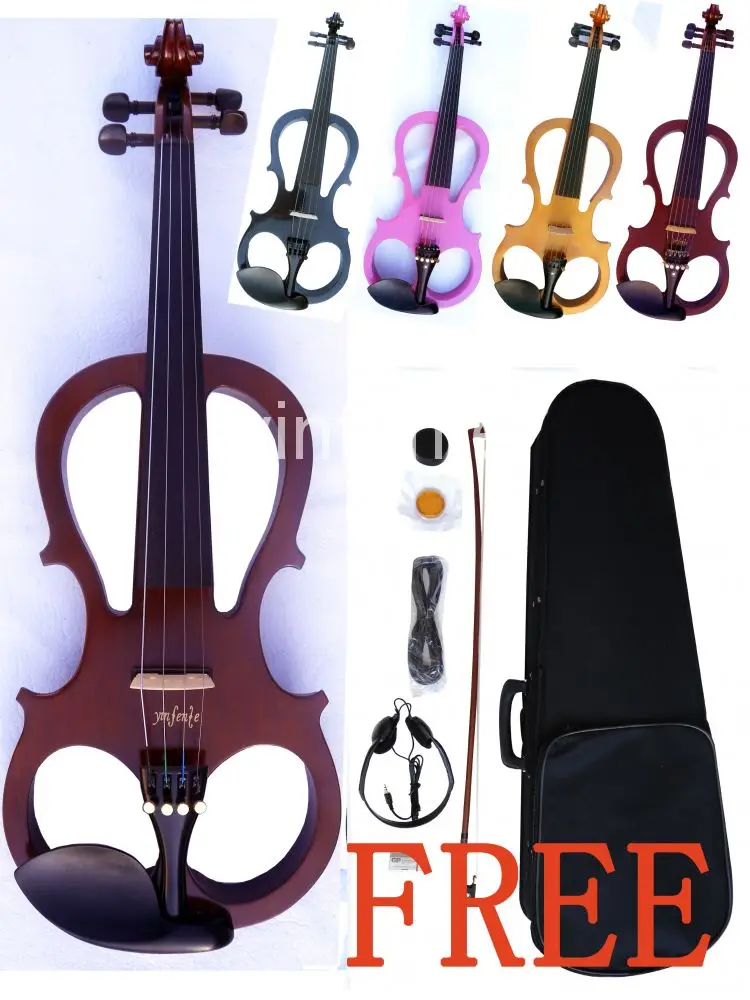 

Yinfente purple Electric Silent Viola 15.5 inch Woodden Body Sweet Sound Free Case Bow