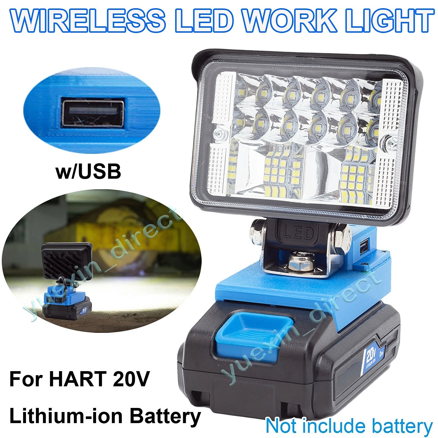 LED Work Light For HART 20V Lithium Battery Operated Cordless Outdoor Camping Portable
