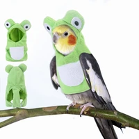 funny frog shaped birds clothes plush flying suit parrots costume cosplay outfit winter warm hat hooded pet bird accessories