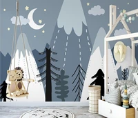 beibehang papel de parede 3d large wallpaper mural hand painted mountain peaks starry valley children background wall