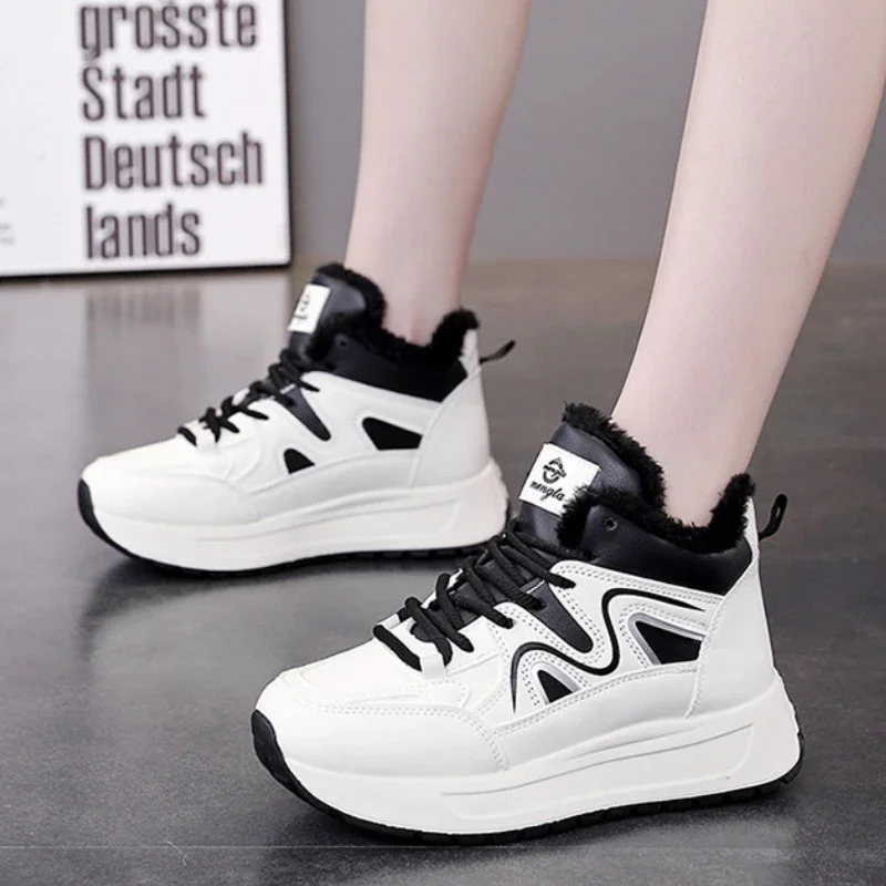 Зимние ботинки женские кроссовки новые зимние ботильоны на толстой подошве